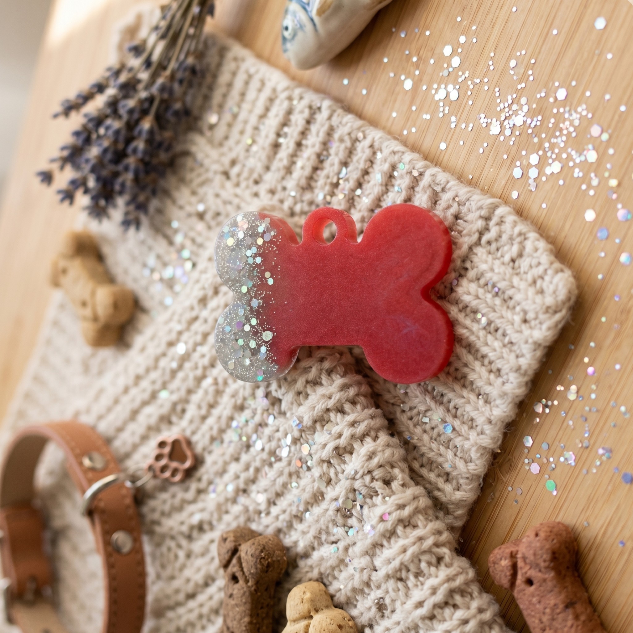 Medagliette Personalizzabili in Resina Glitter per Animali